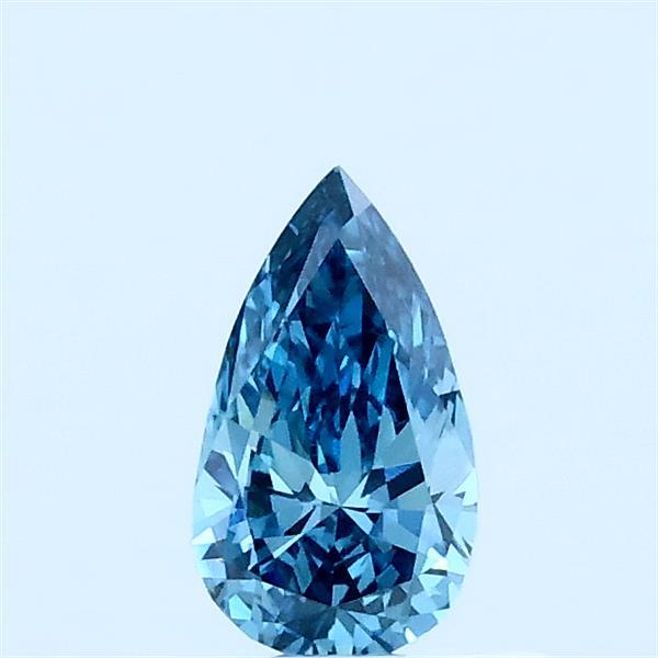 Actual 0.31 carat Fancy Vivid Blue Pear lab-grown diamond