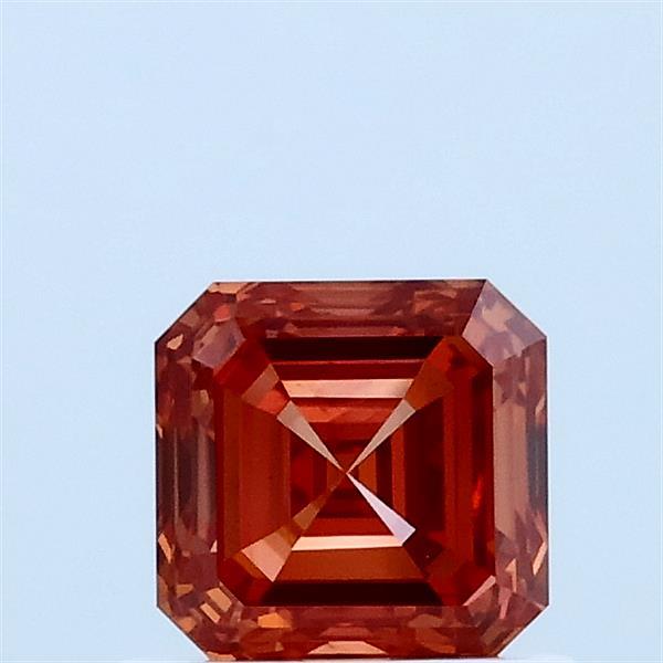 0.83 ct Asscher lab grown diamond FANCY VIVID ORANGE PINK VS1