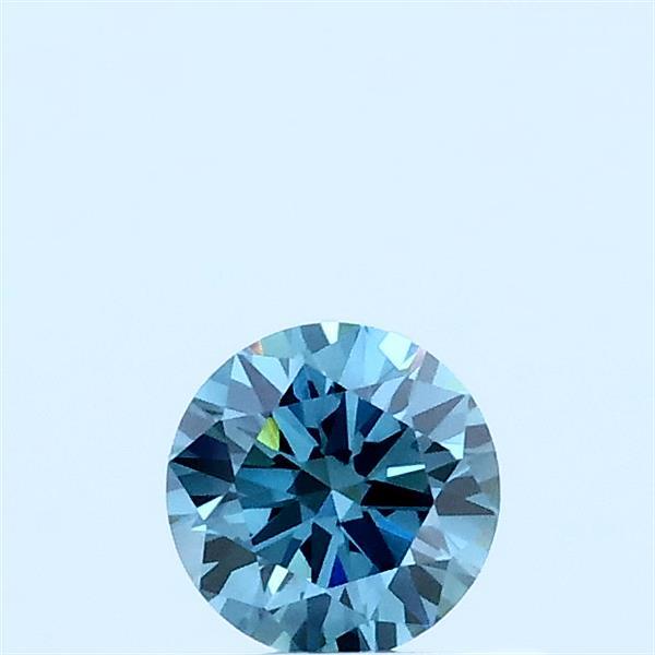Actual 0.3 carat Fancy Vivid Greenish Blue Round lab-grown diamond