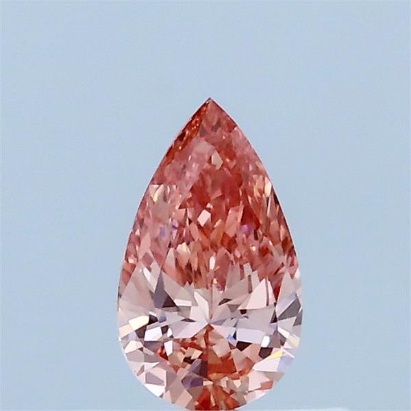 Actual 0.31 carat Fancy Intense Orangy Pink Pear lab-grown diamond