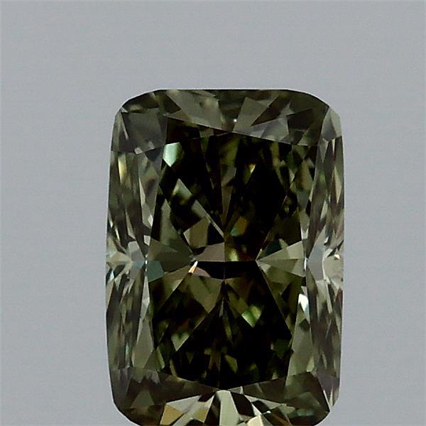 0.96 ct Cushion lab grown diamond FANCY VIVID GREEN VVS2