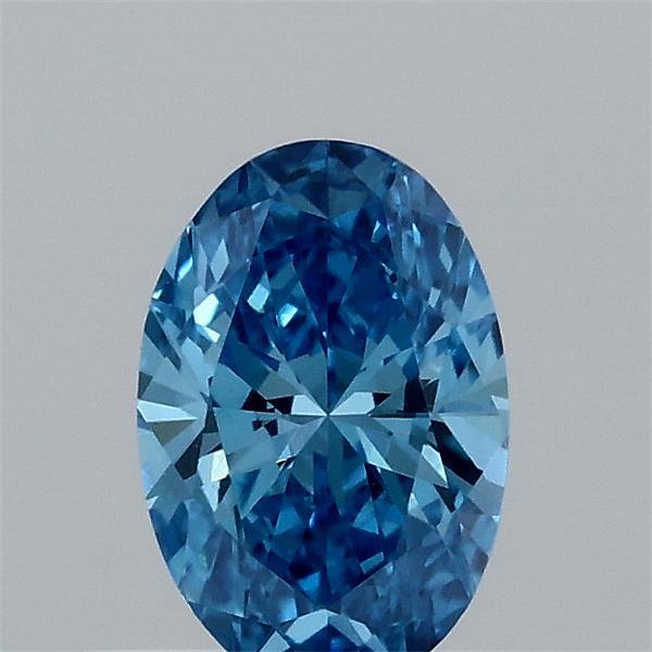 Actual 0.34 carat Fancy Vivid Blue Oval lab-grown diamond