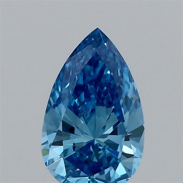 Actual 0.31 carat Fancy Vivid Blue Pear lab-grown diamond