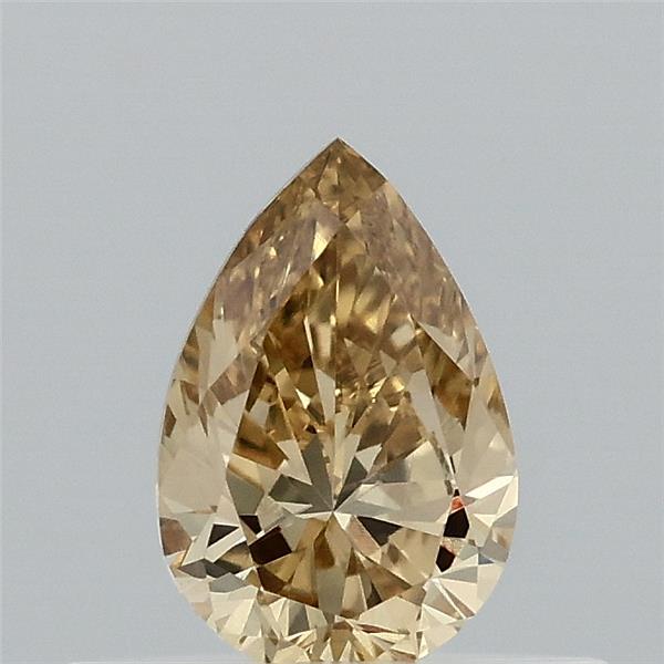 Actual 0.34 carat Fancy Intense Yellow Pear lab-grown diamond