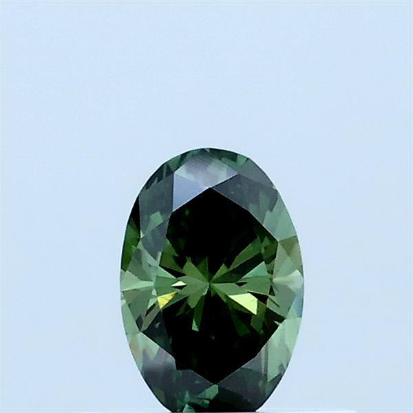 Actual 0.33 carat Fancy Vivid Green Oval lab-grown diamond