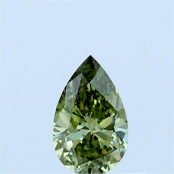 Actual 0.31 carat Fancy Vivid Green Pear lab-grown diamond