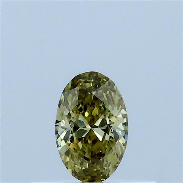 Actual 0.24 carat Fancy Vivid Green Oval lab-grown diamond