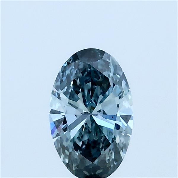 Actual 0.39 carat Fancy Intense Grayish Blue Oval lab-grown diamond
