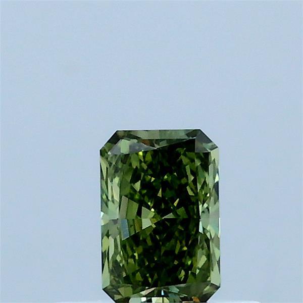 Actual 0.34 carat Fancy Vivid Green Radiant lab-grown diamond