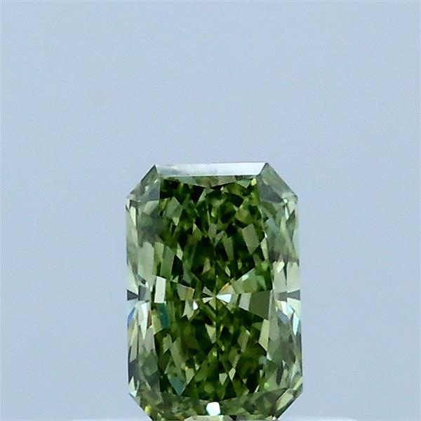 Actual 0.38 carat Fancy Vivid Green Radiant lab-grown diamond