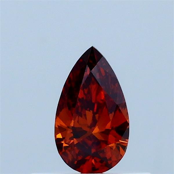 Actual 0.31 carat Fancy Deep Orange Pear lab-grown diamond