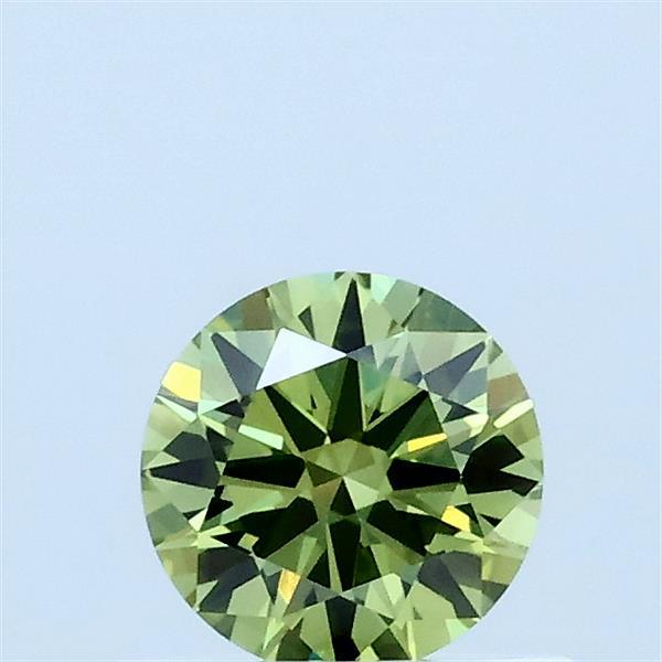 Actual 0.48 carat Vivid Green Round lab-grown diamond