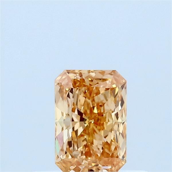 Actual 0.36 carat Fancy Intense Brownish Yellow Radiant lab-grown diamond
