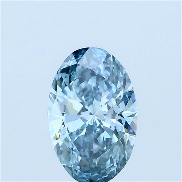 Actual 0.45 carat Fancy Intense Greenish Blue Oval lab-grown diamond