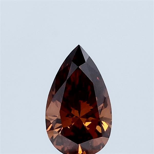 Actual 0.34 carat Fancy Deep Orange Pear lab-grown diamond