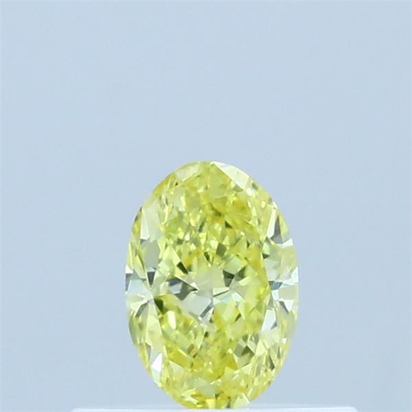 Actual 0.32 carat Fancy Intense Yellow Oval lab-grown diamond