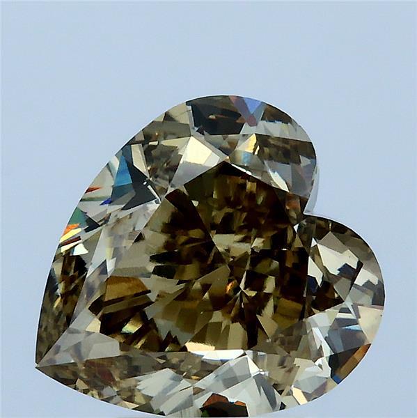 4.50 ct Heart lab grown diamond FANCY GREYISH YELLOW VS1