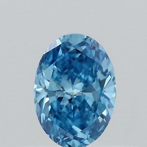 Actual 0.34 carat Fancy Vivid Blue Oval lab-grown diamond