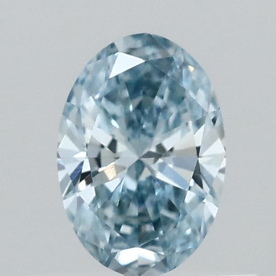 Actual 0.4 carat Fancy Vivid Blue Oval lab-grown diamond