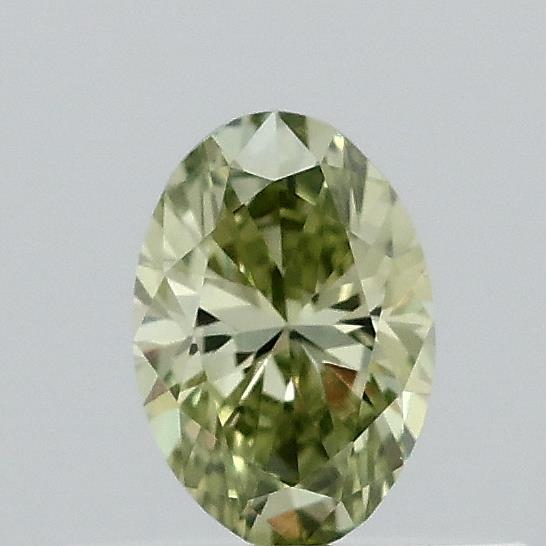 Actual 0.32 carat Fancy Vivid Green Oval lab-grown diamond