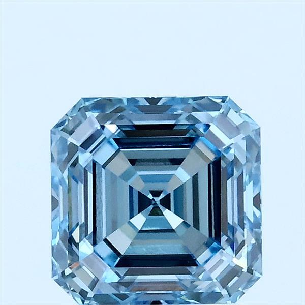 1.61 ct Asscher lab grown diamond FANCY INTENSE BLUE VS2