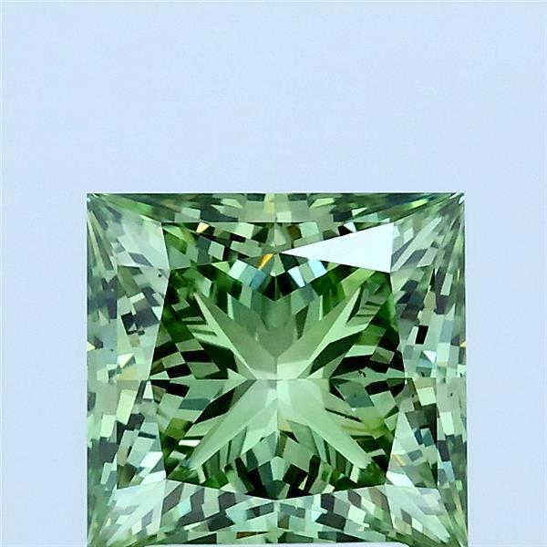 2.32 ct Princess lab grown diamond FANCY VIVID GREEN VS2