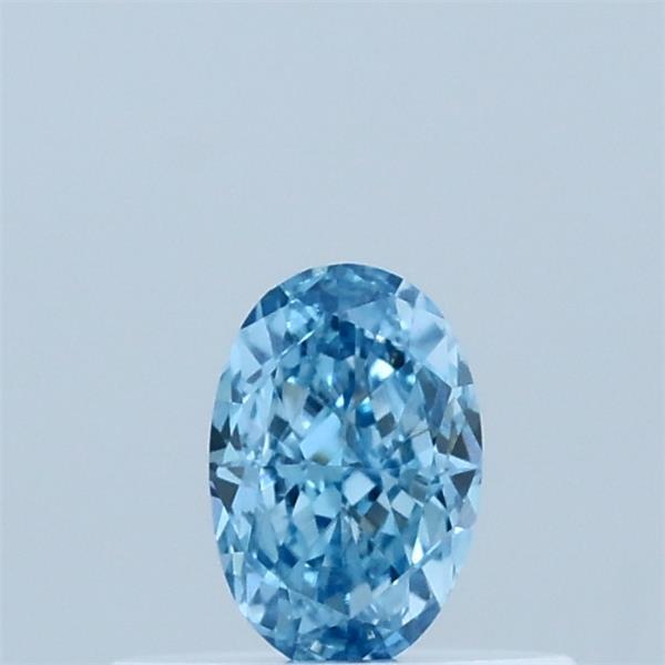 Actual 0.35 carat Fancy Vivid Blue Oval lab-grown diamond