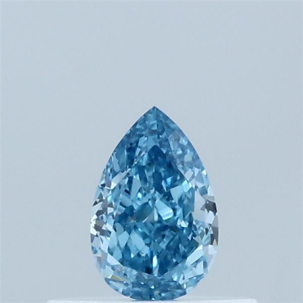 Actual 0.35 carat Fancy Vivid Blue Pear lab-grown diamond