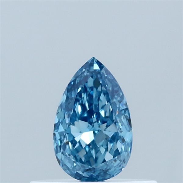 Actual 0.34 carat Fancy Vivid Blue Pear lab-grown diamond