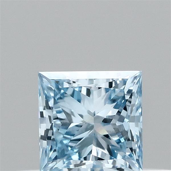 Actual 0.3 carat Fancy Vivid Blue Princess lab-grown diamond