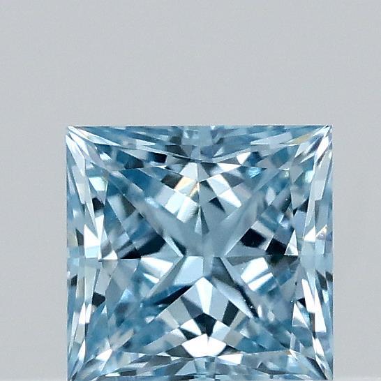 Actual 0.3 carat Fancy Vivid Blue Princess lab-grown diamond
