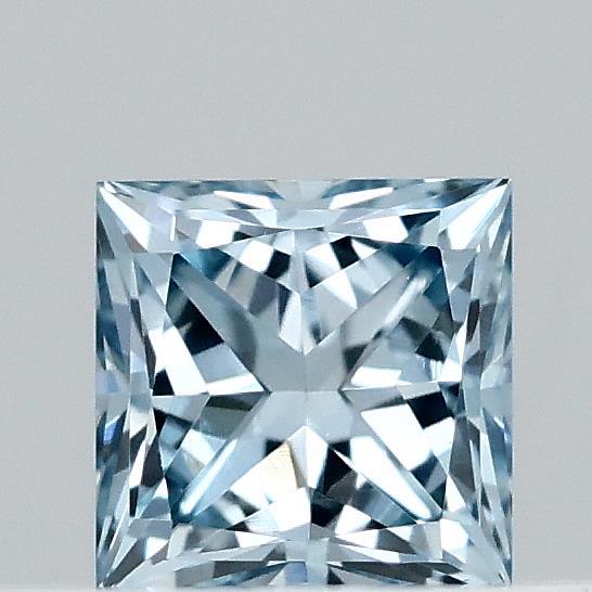 Actual 0.32 carat Fancy Vivid Blue Princess lab-grown diamond