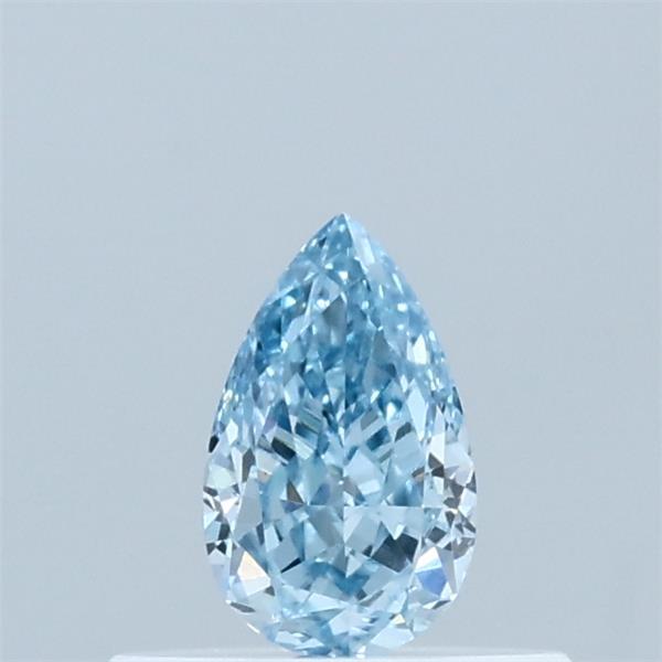 Actual 0.35 carat Fancy Vivid Blue Pear lab-grown diamond