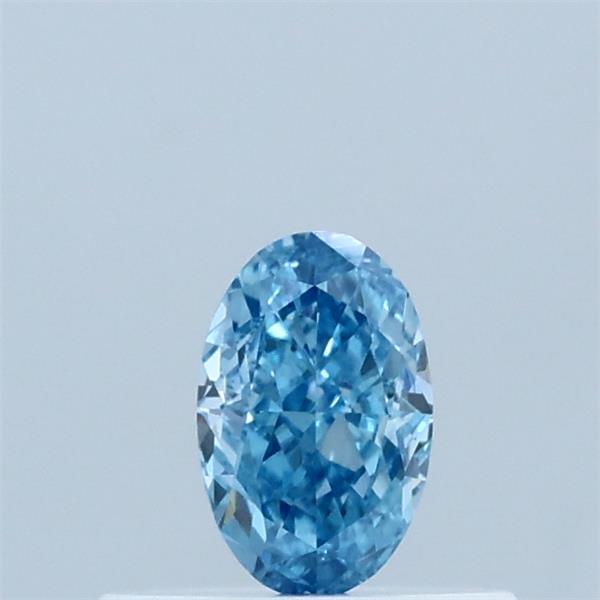 Actual 0.32 carat Fancy Vivid Blue Oval lab-grown diamond