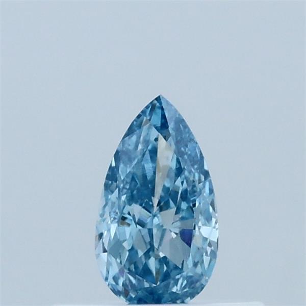 Actual 0.34 carat Fancy Vivid Blue Pear lab-grown diamond