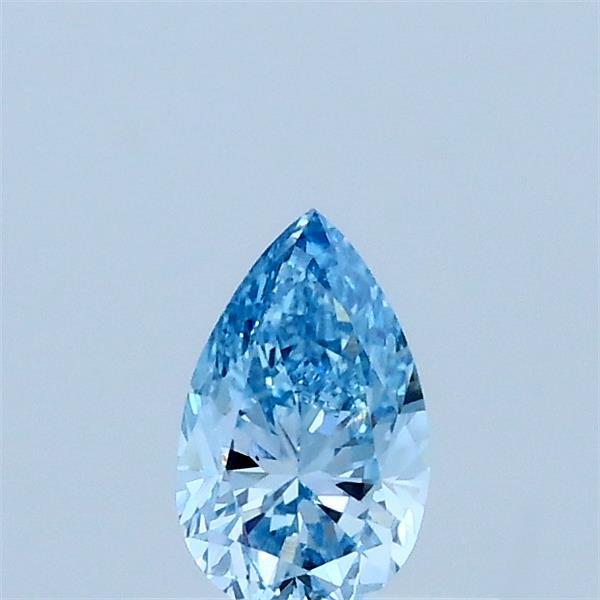 Actual 0.3 carat Fancy Vivid Blue Pear lab-grown diamond