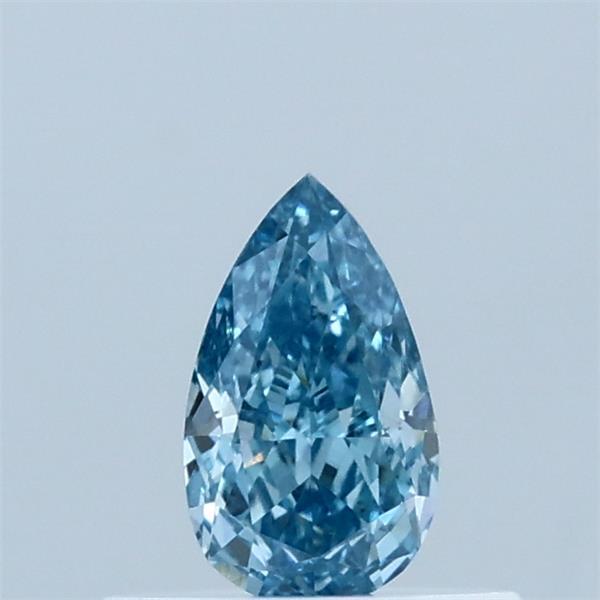 Actual 0.38 carat Fancy Vivid Blue Pear lab-grown diamond