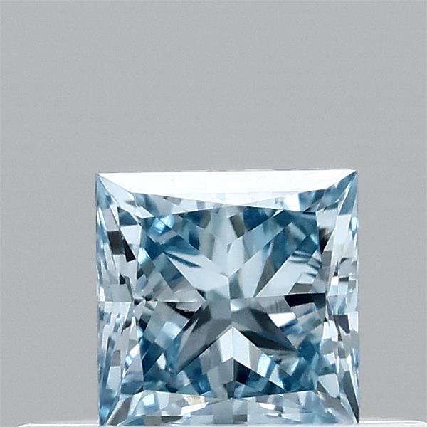 Actual 0.31 carat Fancy Vivid Blue Princess lab-grown diamond