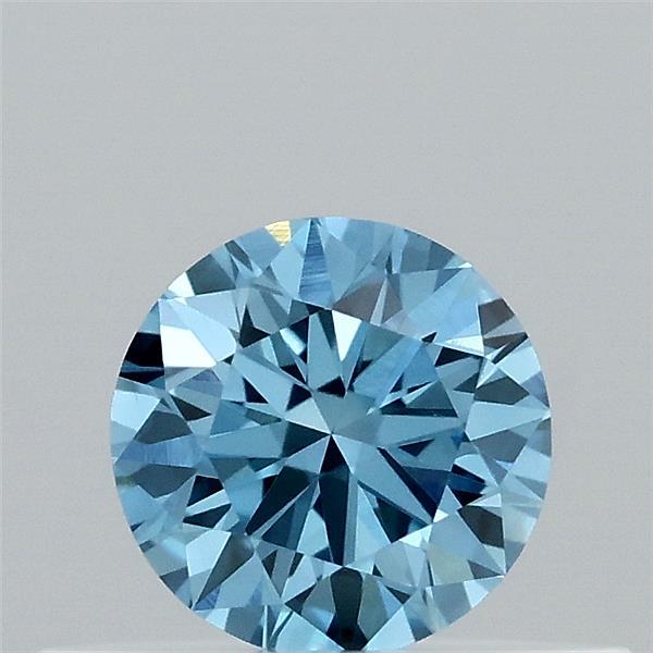 Actual 0.31 carat Fancy Vivid Blue Round lab-grown diamond