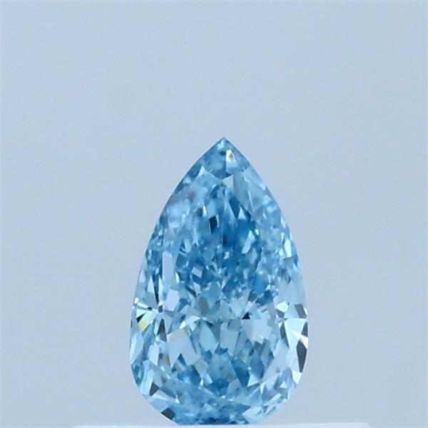 Actual 0.35 carat Fancy Vivid Blue Pear lab-grown diamond