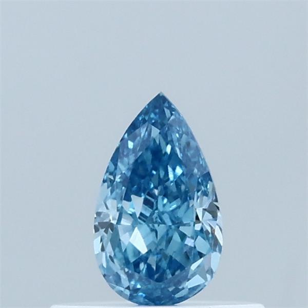 Actual 0.34 carat Fancy Vivid Blue Pear lab-grown diamond