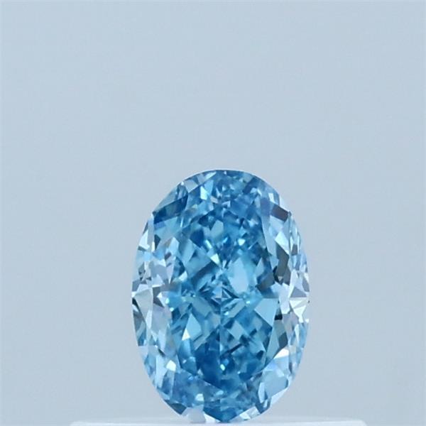 Actual 0.35 carat Fancy Vivid Blue Oval lab-grown diamond