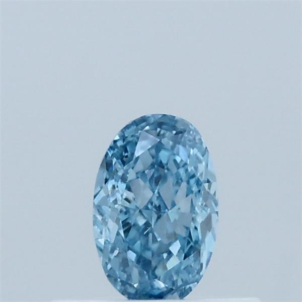 Actual 0.38 carat Fancy Vivid Blue Oval lab-grown diamond