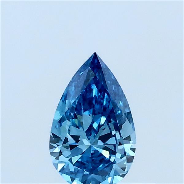 Actual 0.34 carat Fancy Vivid Blue Pear lab-grown diamond