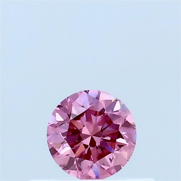 Actual 0.31 carat Fancy Vivid Pink Round lab-grown diamond