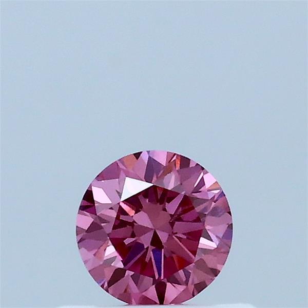 Actual 0.32 carat Fancy Vivid Pink Round lab-grown diamond
