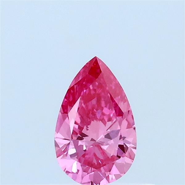 Actual 0.31 carat Fancy Vivid Pink Pear lab-grown diamond