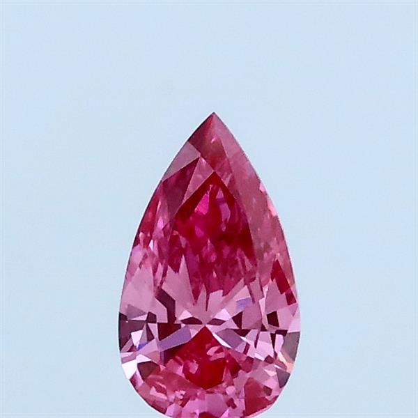 Actual 0.29 carat Fancy Vivid Pink Pear lab-grown diamond