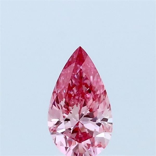 Actual 0.3 carat Fancy Vivid Pink Pear lab-grown diamond