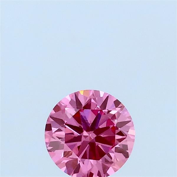 Actual 0.32 carat Fancy Vivid Pink Round lab-grown diamond